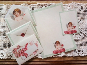 Wings of Whimsy: Cherub Love Letter Stationery Set - free for personal use
