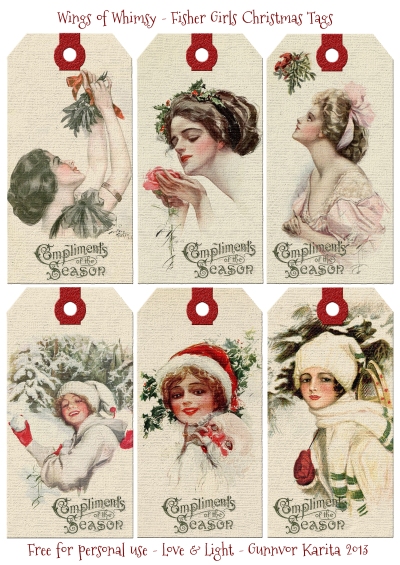 Wings of Whimsy: Fisher Girls Christmas Tags - free for personal use #printable #ephemera #collage #sheet