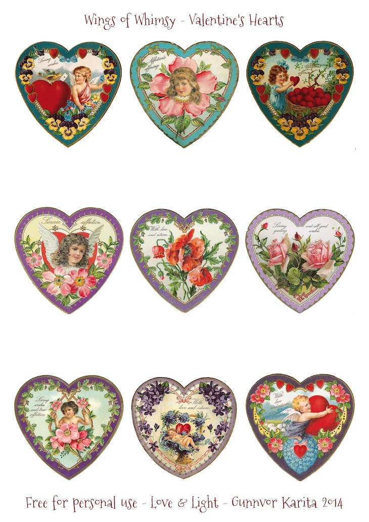 Wings of Whimsy: Valentine Hearts DAY 4 - free for personal use #vintage #ephemera #printable #freebie #valentine #cherub #heart