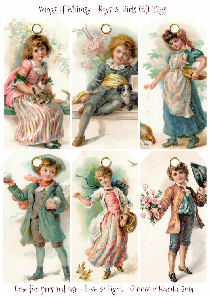 Wings of Whimsy: Boys & Girls Gift Tags  #vintage #ephemera #freebie #printable #tags