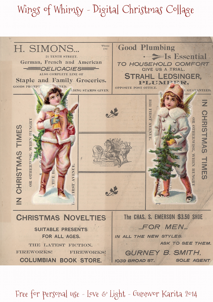 Wings of Whimsy: Vintage Digital Christmas Collage #vintage #ephemera #freebie #printable #typography