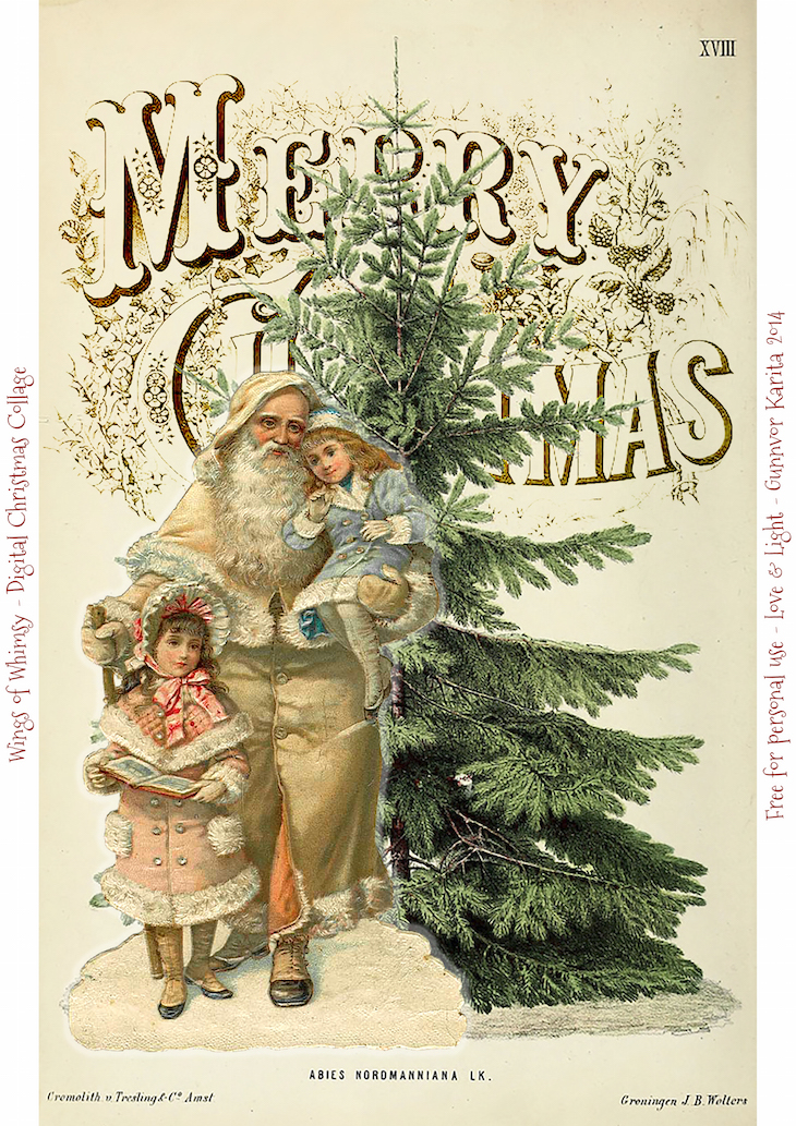Wings of Whimsy: Vintage Digital Christmas Collage #vintage #ephemera #freebie #printable #typography