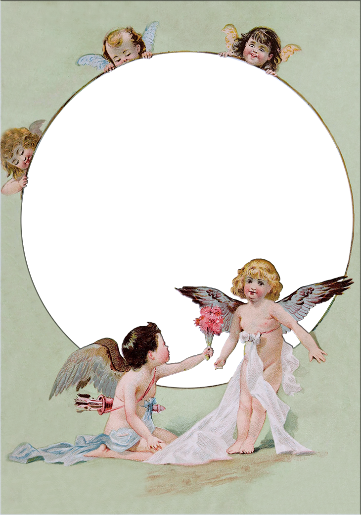 Wings of Whimsy: 1896 Burpee's Cherub Frame PNG-file (transparent background) #vintage #ephemera #freebie #printable #frame #seed  #catalog