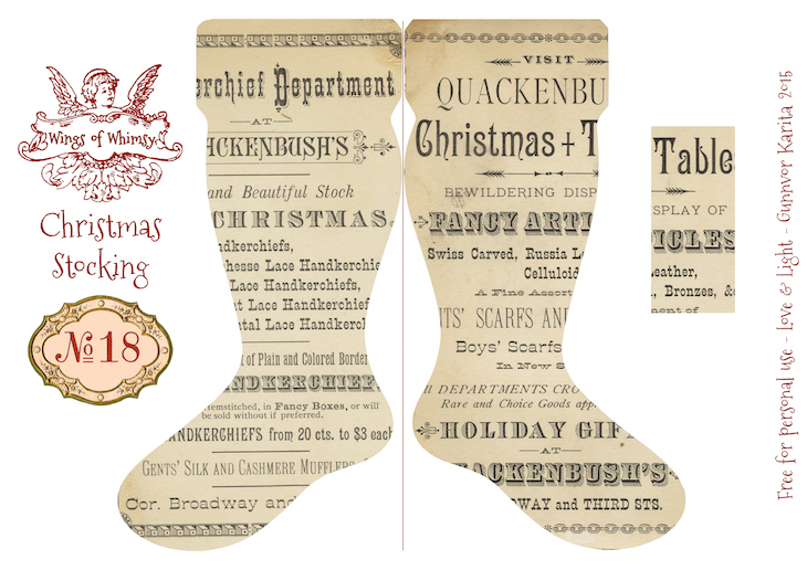 Wings of Whimsy: Vintage Christmas Stocking No 18 #freebie #printable #vintage #christmas #stocking