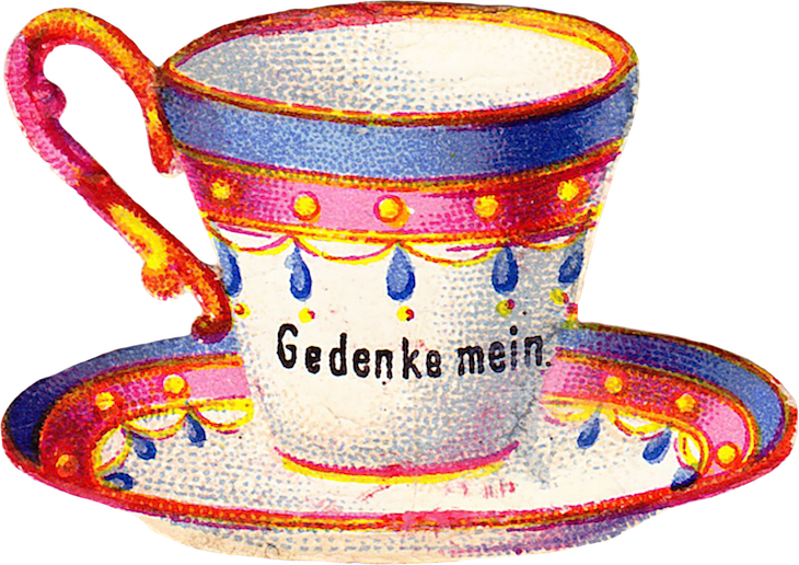 Wings of Whimsy: Belle Epoque Tea Cup No 5 PNG -file (transparent background) #vintage #ephemera #freebie #printable #teacup #scrap