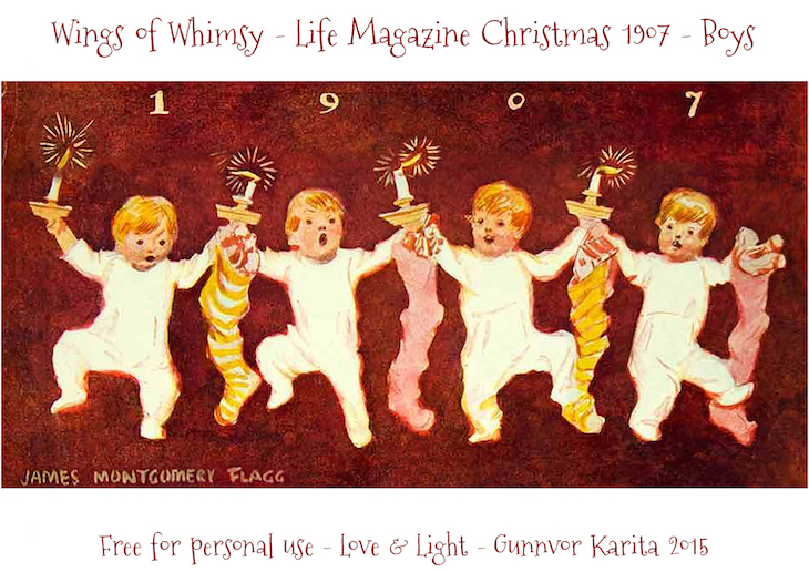 Wings of Whimsy: 1907 Life Magazine Christmas Girls & Boys Lantern #vintage #ephemera #freebie #christmas