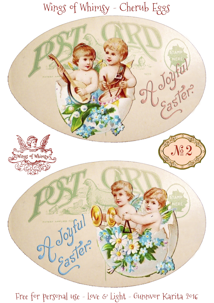 Wings of Whimsy: Cherub Eggs No2 #vintage #ephemera #freebie #printable #easter #cherubs #eggs