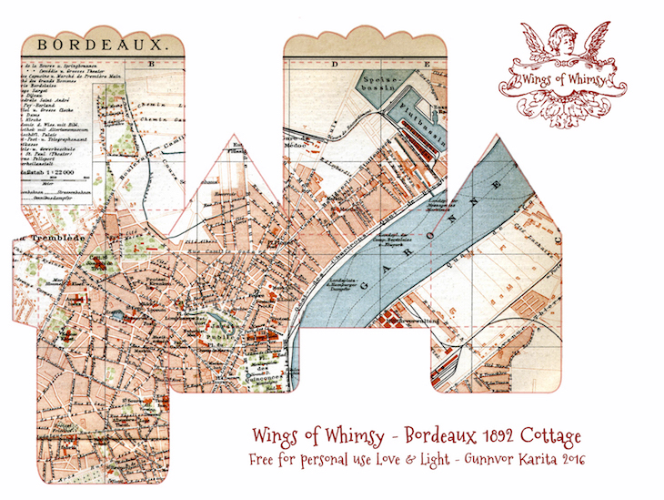 Wings of Whimsy: Map Cottage No 4: Bordeaux 1892 #vintage #freebie #printable #ephemera #map #bordeaux