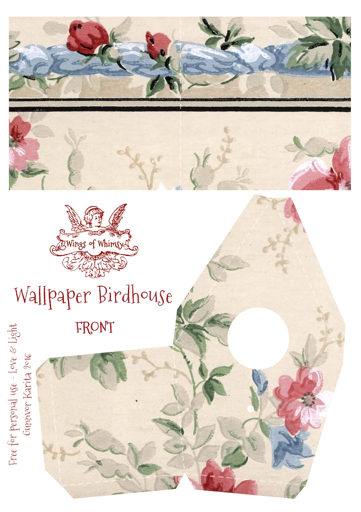 Wings of Whimsy: Wallpaper Birdhouse No 3 Front #vintage #ephemera #freebie #printable #wallpaper #bird #house