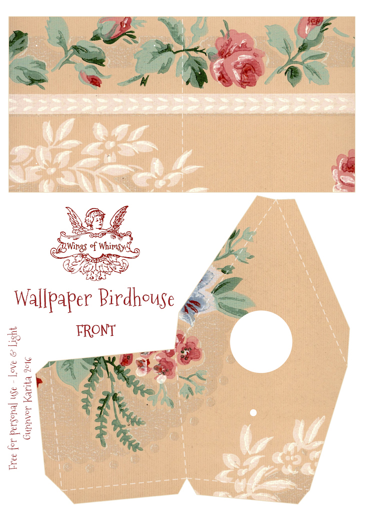 Wings of Whimsy: Wallpaper Birdhouse No 25 Front #vintage #ephemera #freebie #printable #wallpaper #bird #house