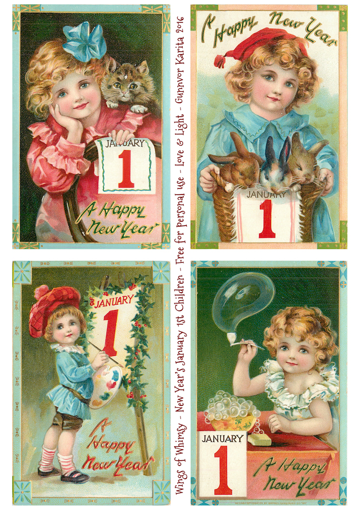 Wings of Whimsy: New Year's Children by Sophia May Bowley #vintage #ephemera #freebie #printable #new #year #children #january #1st